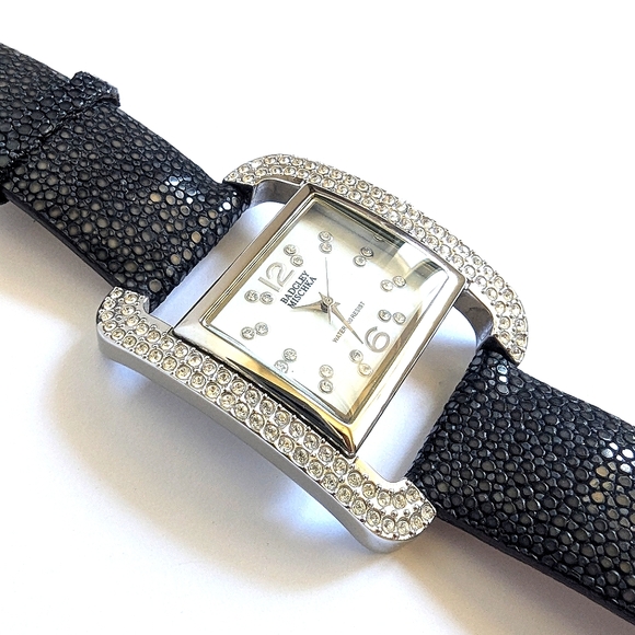 Badgley Mischka Crystal Stingray Style Leather Watch 💎 Women's